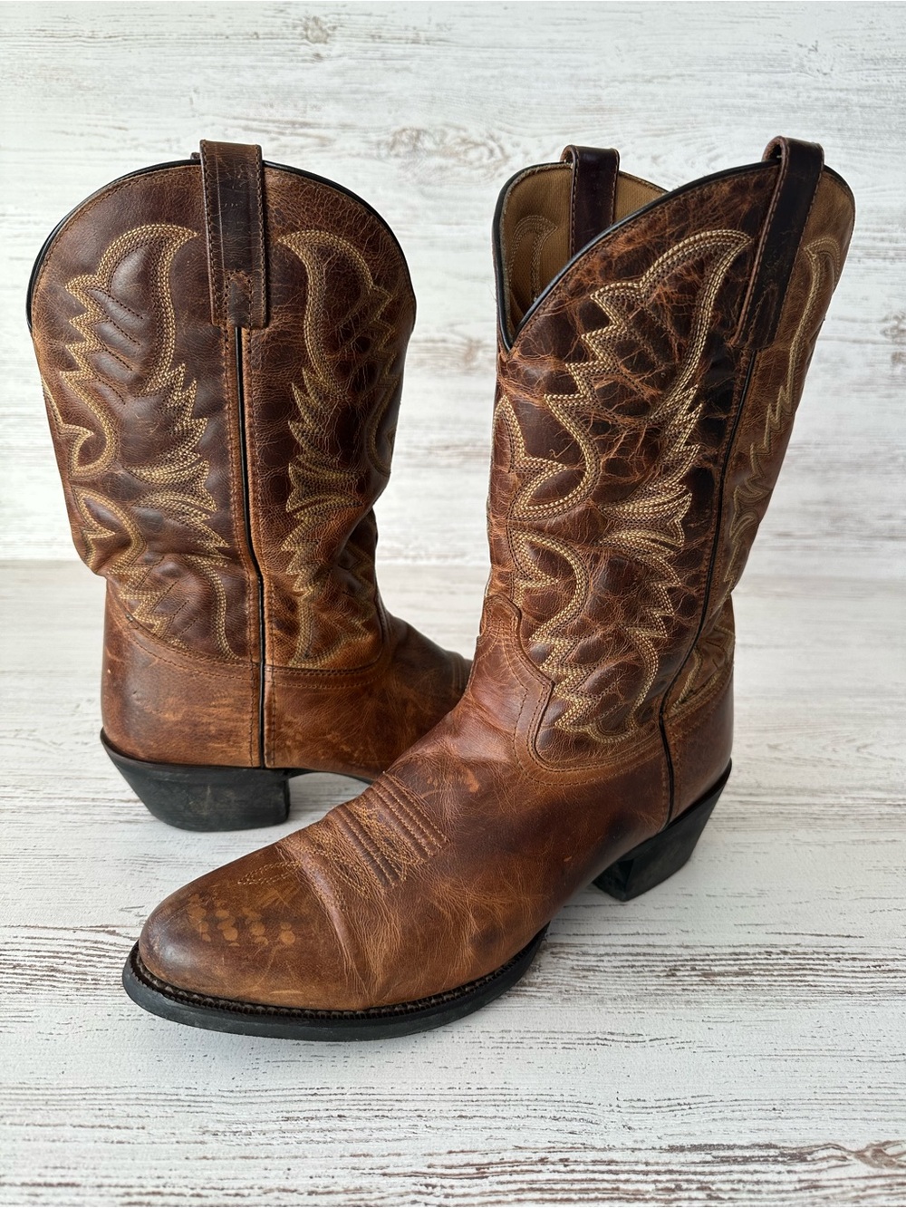 LAREDO Leather Stitched Western Cowboy Boots Brown Men’s 10.5